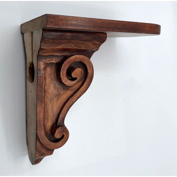 2 Vintage Solid Wood Corbels Brackets Bookends Mantel/Bar/Shelf 7" x 7" x 4.5" - Picture 11 of 13
